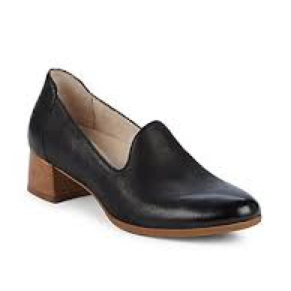 Dansko Black Leather Block Heel Loafers Size 39